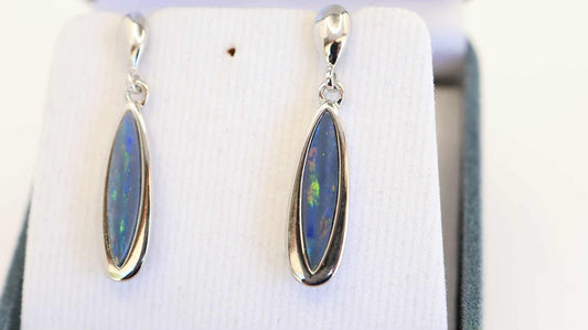 Stirling Silver Teardrop Opal Earrings