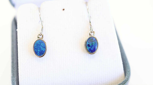 Blue Opal Stirling Silver Earrings