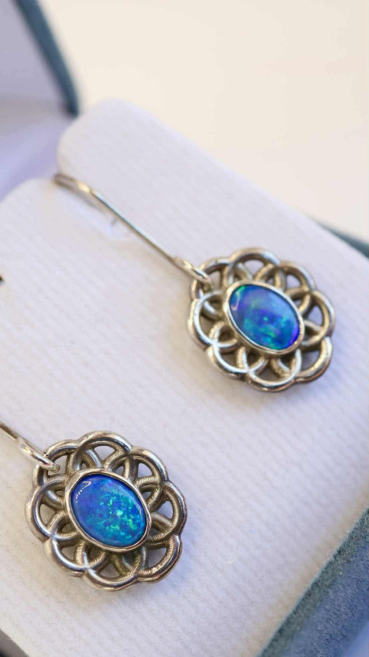 Pretty Blue Stirling Silver Earrings