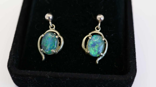 Turquoise dainty opal earrings
