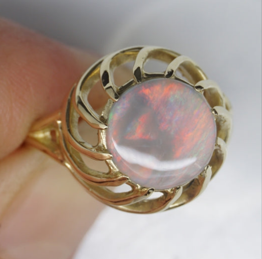 Lightning Ridge Opal Set in 9ct Yellow Gold