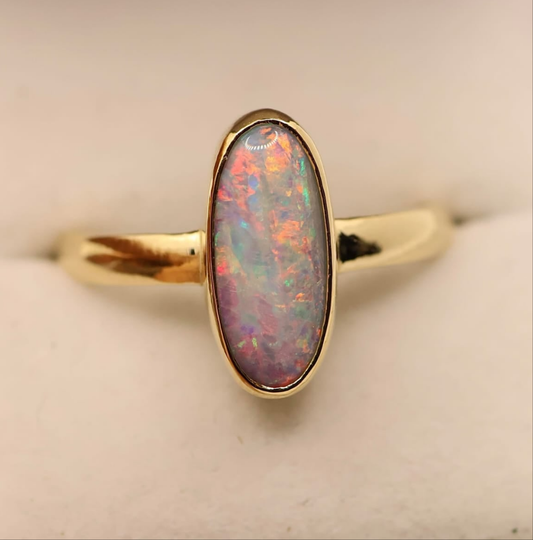 QLD Boulder Opal Ring Set in 9ct Yellow Gold