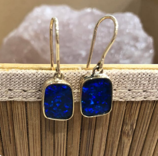 Lightning Ridge Doublet Opals Set in 9ct Yellow Gold