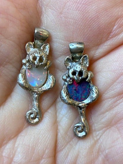 Opal Sterling Silver Possum Pendant