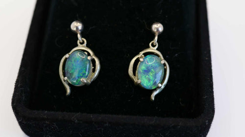 Turquoise dainty opal earrings
