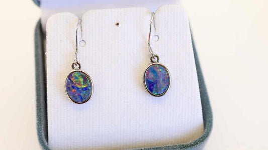 Multi Coloured Opal Earrings