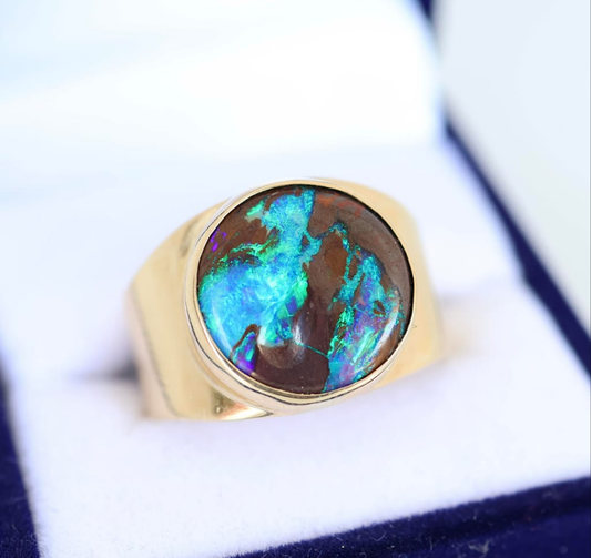 Qld Boulder Opal Set in 9ct Yellow Gold