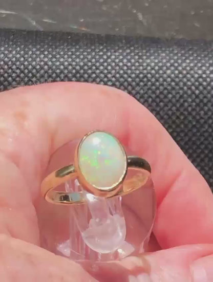 Coober Pedy Opal Ring Set in 9ct Yellow Gold [G6]