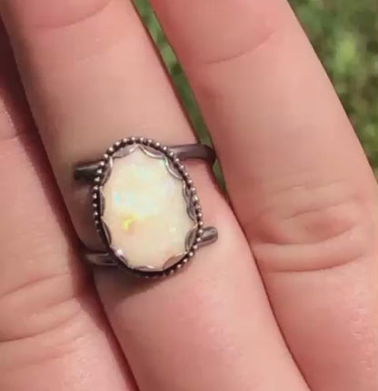 Coober Pedy White Opal Set in Sterling Silver