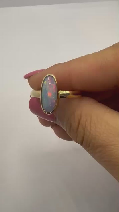 QLD Boulder Opal Ring Set in 9ct Yellow Gold