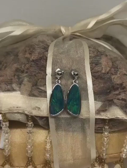Sterling Silver Opal Earrings