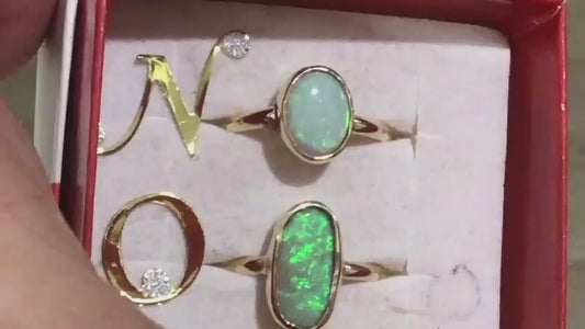 Lightning Ridge Opal Rings Set in 9ct Yellow Gold [G1]