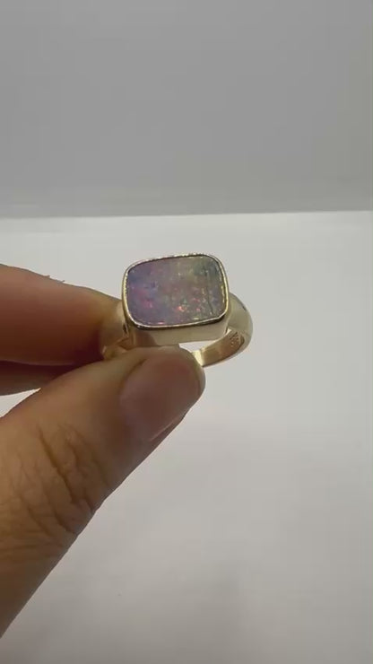 QLD Boulder Opal Ring Set in 9ct Yellow Gold