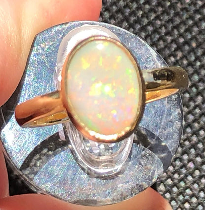 Coober Pedy Opal Ring Set in 9ct Yellow Gold [G6]