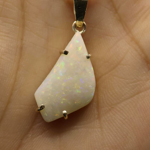 Coober Pedy White Opal Set in 9ct Yellow Gold
