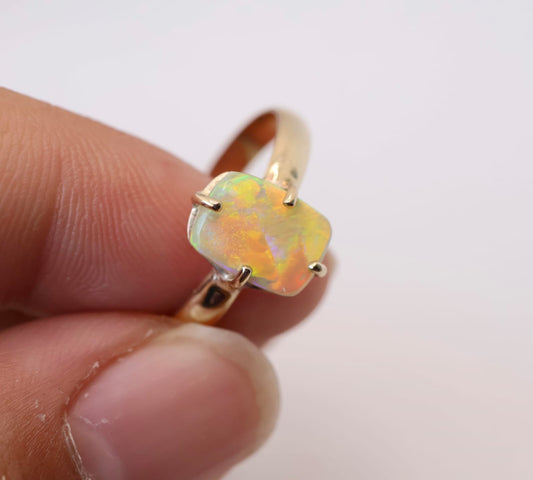 Lightning Ridge Opal Set in 9ct Yellow Gold