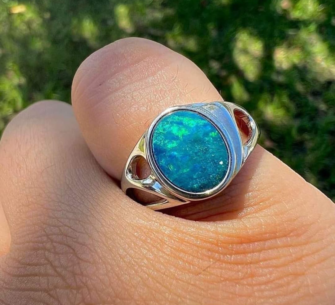 Australian Opal Set in Sterling Silver