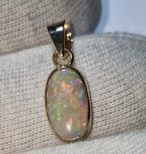 Lightning Ridge Opal Set in 9ct Yellow Gold