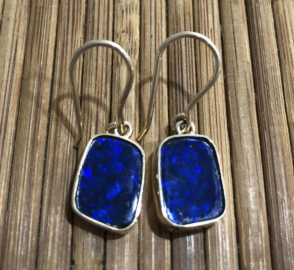 Lightning Ridge Doublet Opals Set in 9ct Yellow Gold